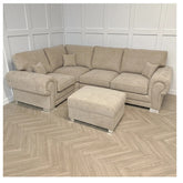 Verona Full Back L Shape Corner Sofa with Footstool Beige