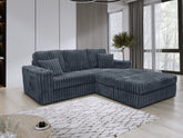 LUXE Fabric Chunky Cord Sofa with 2 Footstool