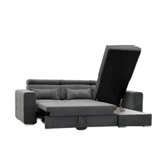 Luca L-Shaped Storage Sofa Bed Universal Corner Grey