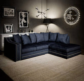 Luxury Cruise Corner - Studded Arms Right Hand Facing Corner Sofa Charcoal