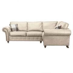 Oakland Suede Leather 2c1 Corner Sofa Marble