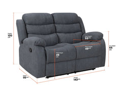 Roman Fabric Recliner 3seater + 2setaer sofa set in Grey