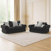 Verona 3 Seater +2 Seater Scatter Back Fabric Sofa Set Black