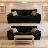 Amalfi Jumbo Cord 3+2 Seater Sofa Set Black