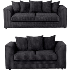 Hannah Jumbo Cord Scatter Back 3+2 Seater Sofa Suite Set Black