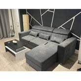 Luca L-Shaped Storage Sofa Bed Universal Corner Grey