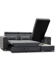 Luca L-Shaped Storage Sofa Bed Universal Corner Grey