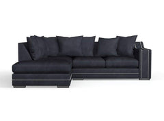 Luxury Cruise Corner - Studded Arms Left Hand Facing Corner Sofa Charcoal