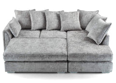 Chiswick Right Hand Facing Corner Sofa with Footstool Silver