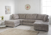 Sofa chenille fabric truffle Alaska chenille fabric Soft Chenille U-Shape Full Back Corner Sofa (Truffle Color)