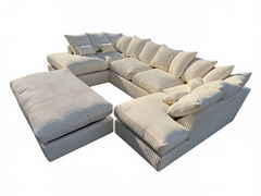 Cinema Large U Shape Sofa Jumbo Cord Fabric Mink
