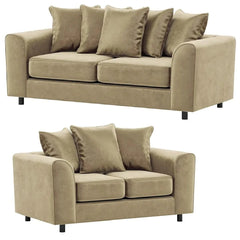 Arizona Plush Velvet 3+2 Seater Sofa Set Beige