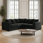 Hannah Jumbo Cord Scatter Back 2c2 Corner Sofa Black