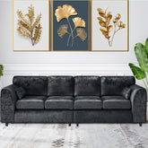 Bela Crushed Velvet 4 Seater Full Back Sofa Black
