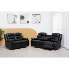 Roma Electric Leather Recliner 3+2 Seater Sofa Set Black