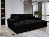 Luxe Chunky Cord 3-Seater Sofa with Removable 2 Footstools Black