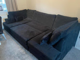Berlin 5 seater U shaped Plush Fabric Corner Sofa Black