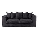 Hannah Jumbo Cord Scatter Back 3 Seater Sofa Black