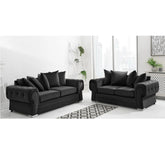 Verona Scatter Back Plush Velvet 3+2 Seater Sofa Set Black