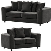 Arizona Plush Velvet 3+2 Seater Sofa Set Black