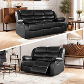 Roma Electric Leather Recliner 3+2 Seater Sofa Set Black