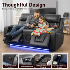 Florida Electric Recliner Leather 3+2 Seater Sofa Set Suite Black