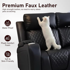 Florida Electric Recliner Leather 3+2 Seater Sofa Set Suite Black