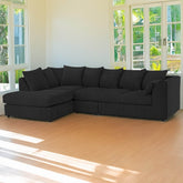 DYLAN 5 Seater Jumbo Cord Scatter Back Left Hand Facing Corner Sofa Black