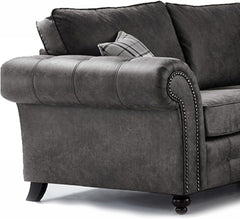 Oakland Suede Leather 2c1 Corner Sofa Black