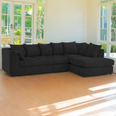 DYLAN 5 Seater Jumbo Cord Scatter Back Right Hand Facing Corner Sofa Black
