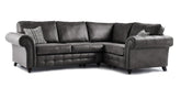 Oakland Suede Leather 2c1 Corner Sofa Black