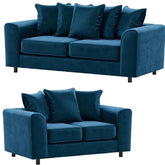 Arizona Plush Velvet 3+2 Seater Sofa Set Blue