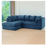Hannah Jumbo Cord Scatter Back 4 Seater Left Hand Facing Corner Sofa Marine Blue