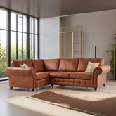 Oakland Suede Leather 1c2 Corner Sofa Brown