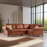 Oakland Suede Leather 2c1 Corner Sofa Brown