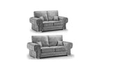 Chingford Full Back 3+2 Seater Sofa Set Chenille Fabric Grey