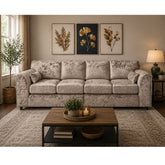 Bela Crushed Velvet 4 Seater Full Back Sofa Champagne