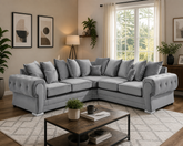 Verona Scatter Back Plush Velvet 2c2 Corner Sofa Silver