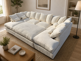 Cinema Large U Shape Sofa Jumbo Cord Fabric Mink