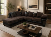 Dino Fabric Left Hand Facing Corner Sofa Foam Seating Chocolate-Brown
