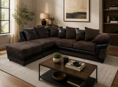 Dino Fabric Left Hand Facing Corner Sofa Foam Seating Chocolate-Brown