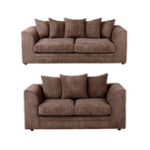 Hannah Jumbo Cord Scatter Back 3+2 Seater Sofa Suite Set Chocolate