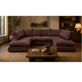 Aspen Full Back 6 Seater U Shaped Corner Jumbo Cord Fabric Sofa Chocolate