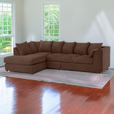 DYLAN 5 Seater Jumbo Cord Scatter Back Left Hand Facing Corner Sofa Chocolate