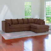 DYLAN 5 Seater Jumbo Cord Scatter Back Right Hand Facing Corner Sofa Chocolate