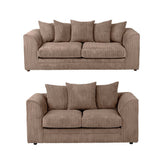 Hannah Jumbo Cord Scatter Back 3+2 Seater Sofa Suite Set Coffee