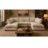 Aspen Full Back 6 Seater U Shaped Corner Jumbo Cord Fabric Sofa Coffee