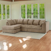 DYLAN 5 Seater Jumbo Cord Scatter Back Left Hand Facing Corner Sofa Coffee