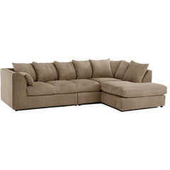 DYLAN 5 Seater Jumbo Cord Scatter Back Right Hand Facing Corner Sofa Coffee