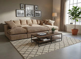 Cinema Large U Shape Sofa Jumbo Cord Fabric Coffee